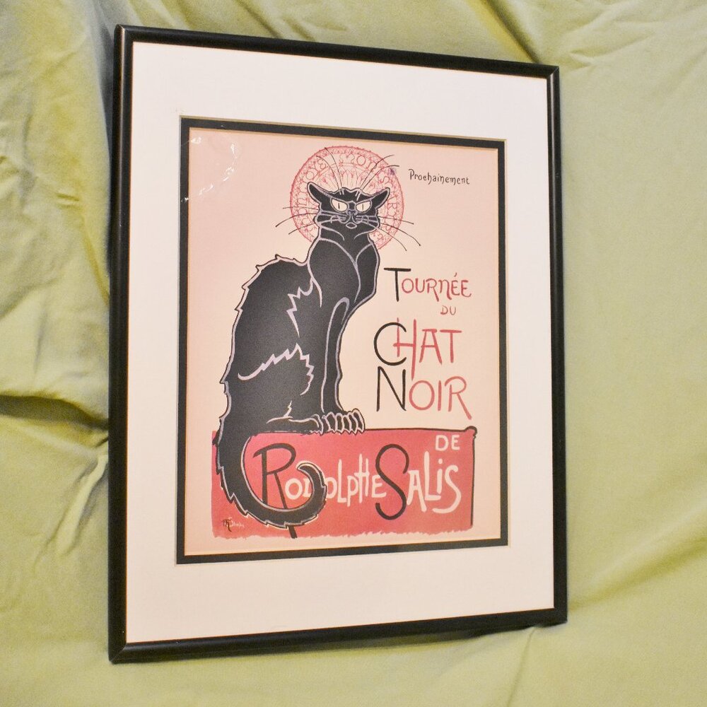 Floating Frame Canvas Print Wall Art Tour of Rodolphe Salis Chat Noir Classic
